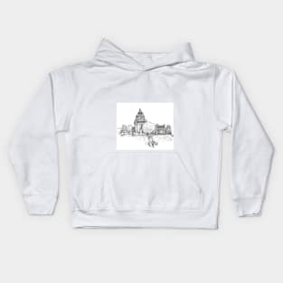 Champa Temple Vietnam Pen and Ink Illustration Kids Hoodie